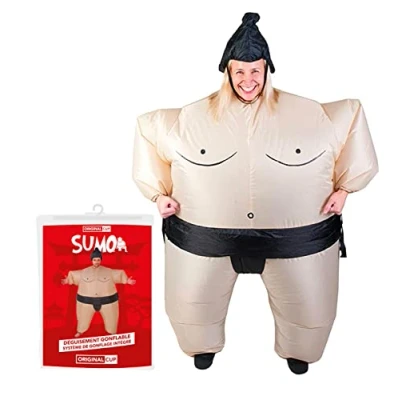 Abbildung von AirSuit® Aufblasbares Kostüm Sumo Ausgefallenes Auflbaskostüm Premium Qualität Größe Erwachsene 160 bis 190cm Polyester Angenehm tragbar Resistent Mit Aufblassystem OriginalCup®