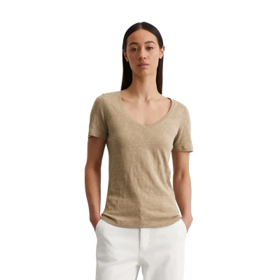 Abbildung von Marc O&#039;Polo Short Sleeve Vneck Tshirt basic, Damen, Größe: Large, Summer sand