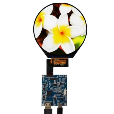 Abbildung von VSDISPLAY 8,6 cm (3,4 Zoll) 800 x IPS MIPI 330nit runder LCD Bildschirm und Mini HDMI 39 polige Controllerplatine, Micro USB Stromanschluss