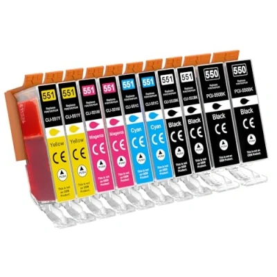 Abbildung von 550 551 XL Multipack Druckerpatronen Kompatibel für Canon PGI PGBK CLI Patronen Pixma MX925 IP7250 MG5650 MX725 MX920 MG5550 IP7200 MG6650 MG6450 IX6850 MG5450 (10er Pack)