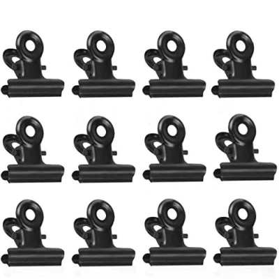 Abbildung von Kleine Bulldogge Büroklammern, 50 Stück Mini Metall klammern, 22 mm Schwarz Multi function Clips für Fotos, Office and Kitchen (Schwarz)