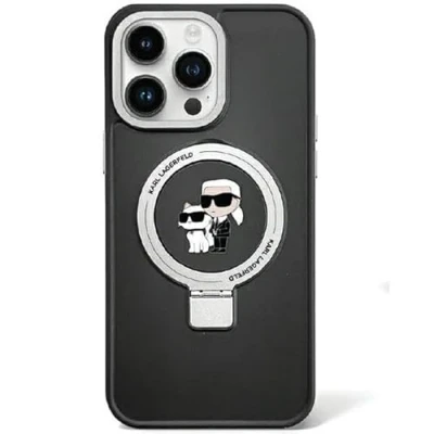 Abbildung von Karl Lagerfeld KLHMP13LHMRSKCK Hülle für iPhone 13 Pro 6.1&quot; Schwarz hardcase Ring Stand Karl&amp;Choupettte