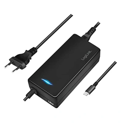 Abbildung von LogiLink USB C Netzteil mit max. 112 W für das gleichzeitige Laden von 2 Geräten wie Laptop, Tablet und Smartphone, 1x PD (Power Delivery) &amp; A