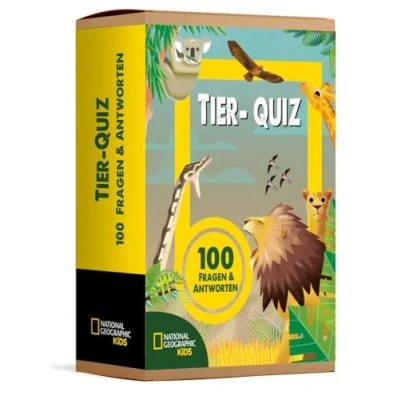 Abbildung von Tier Quiz. 100 Fragen über Tiere für Quizfans und Tierfans (100 &amp; Antworten): National Geographic Kids; Fragekarten in einer Aufbewahrungsbox; Kinder ab 5 Jahren