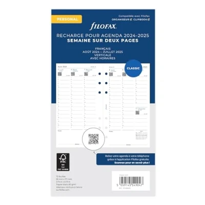 Abbildung von Filofax Personal FRENCH VERTICAL WEEK ON TWO PAGES MID YEAR AUG 24 JUL 25