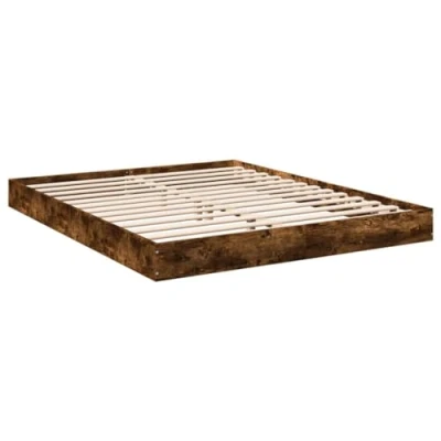 Abbildung von vidaXL Bettgestell ohne Matratze Räuchereiche 160x200 cm Holzwerkstoff, Bettrahmen, Bett, Plattenbett, Schlafzimmermöbel, Doppelbett, Plattformbett