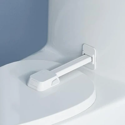 Abbildung von SAFELON 1 Stück kindersicheres Toilettenschloss, Toilettensitzschloss für Babysicherheit, Toilettendeckelschloss passend die meisten Toiletten, kein Werkzeug erforderlich (Weiß)