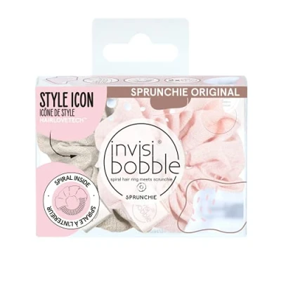 Abbildung von invisibobble Spiral Haargummi Sprunchie Go with Floe Duo Set 2 x Pastell Rosa Braun Haa