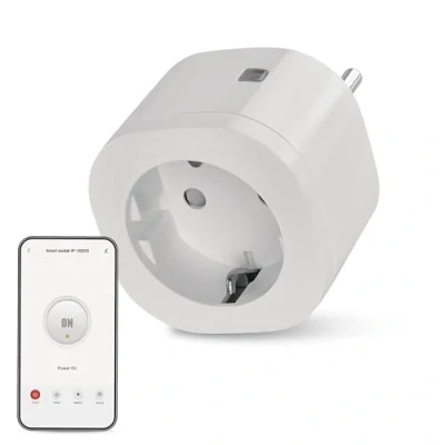 Abbildung von EMOS GoSmart WLAN Steckdose 16A, 2,4GHz WiFi Smart mit Timer und Stromzähler, gesteuert manuell App, Sprachassistant Amazon Alexa, Google Assistant, weiß