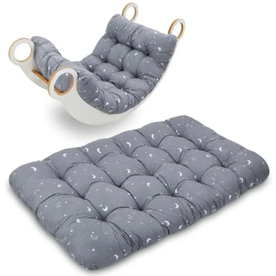 Abbildung von Krabbeldecke für Baby Kissen Kletterbogen 60x120 cm Bodenkissen Kinder Matte Montessori Spielbogen Wippe Kletter Bogen Polster Spieldecke Kinderzimmer Monde