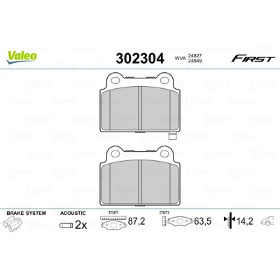 Abbildung von VALEO 302304 Bremsbelagsatz Hinterachse inkl. Verschleißwarnkontakt mit Anti Quietsch Blech MITSUBISHI: Lancer 8 Limousine