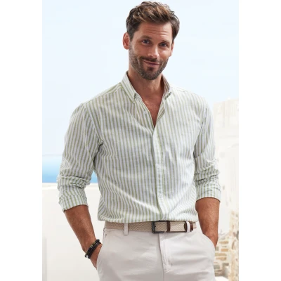 Abbildung von John Devin Langarmhemd &quot;Regular Fit&quot;, Streifenhemd mit Button down Kragen, aus reiner Baumwolle