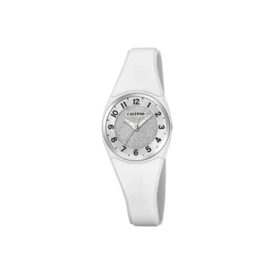 Abbildung von Calypso WATCHES Quarzuhr Damen Uhr K5752/1 Kunststoff PU, (Analoguhr), Armbanduhr rund, Kunststoff, PUarmband weiß, Fashion