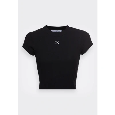Abbildung von Calvin Klein Jeans Cropped SLIM TEE Tshirt basic, Damen, Größe: XXL, Black