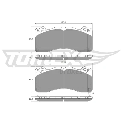 Abbildung von TOMEX brakes TX 60 08 Bremsbelagsatz Vorderachse mit akustischer Verschleißwarnung Anti Quietsch Blech FORD USA: Mustang Mk6 Coupe