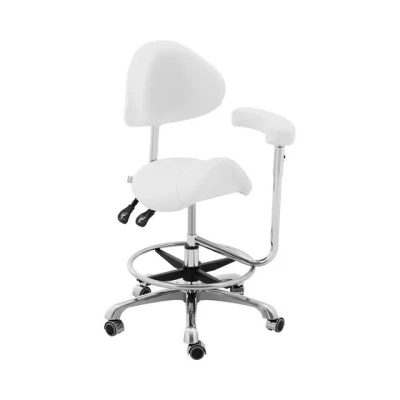 Abbildung von Physa Drehstuhl Sattelstuhl Sattelhocker mit Lehne Rollhocker Braun höhenverstellbar