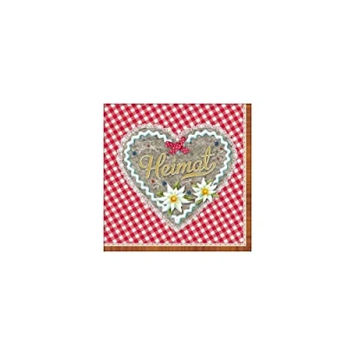 Abbildung von Ambiente Servietten Lunch / Party ca. 33x33cm Heimat Herz Rot ideal als Geschenk