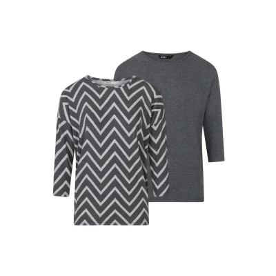 Abbildung von ONLY Glamour 2 PACK Langarmshirt Dark grey melange, Damen, Größe: XS, melange