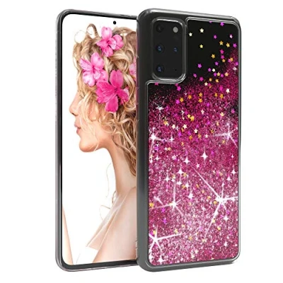Abbildung von EAZY CASE Hülle kompatibel mit Samsung Galaxy S20 Plus / 5G Schutzhülle Flüssig Glitzer, Handyhülle, Cover Glitter Flüssigkeit, TPU/Silikon, Transparent/Durchsichtig, Pink