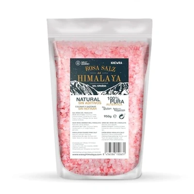 Abbildung von Himalaya Salz Grob, Rosa. 100% Natürlich, BIO, Ohne Zusatzstoffe, Unraffiniert. Grobes Mit Hohem Gehalt An Spurenelementen. Zum Würzen Und Verfeinern. Ursprung: Pakistan.