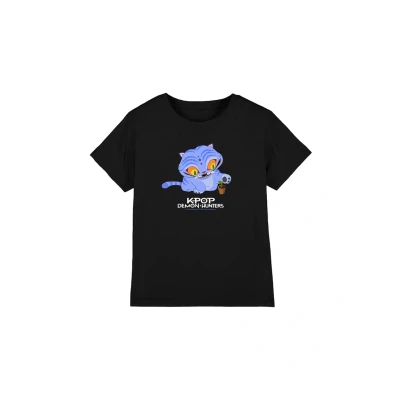 Abbildung von Netflix KPOP Demon Hunters CUTE Derpy Tiger Cartoon Tshirt print für Kinder, Größe: 152 158, Black