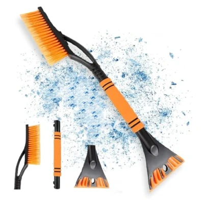 Abbildung von 2 in1 Schneebesen Auto Ausziehbar, Eiskratzer mit Besen, Teleskop, Schneebürste und Eiskratzer, 60cm Wärmendem, Stabiler Scheibenkratzer Lackschonend(A)