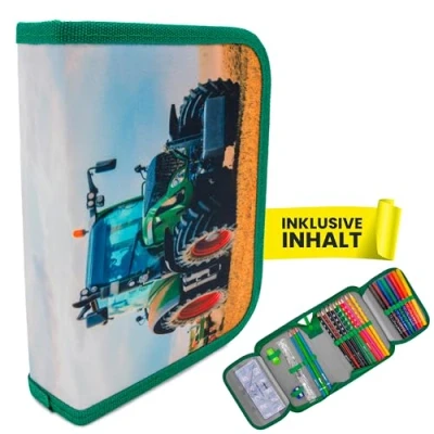 Abbildung von itenga Federmäppchen Schüler Etui Mäppchen Traktor 28 teilig 1 Zipper