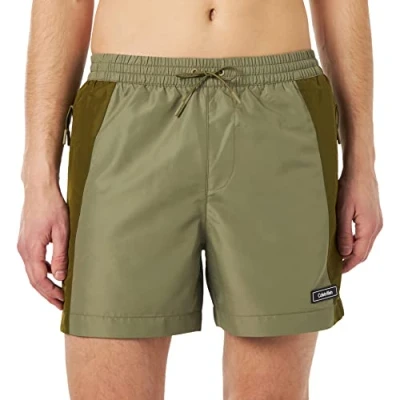 Abbildung von Calvin Klein Swimwear Medium Drawstring CORE Solid Badeshorts, Herren, Größe: Large, Delta green