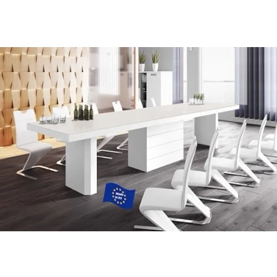 Abbildung von HU Design Esstisch HE 444 Hochglanz oder Matt/ausziehbar auf 5 Verschiedene Maße 160/223 / 286/349 412 cm (Grau Matt/Weiß Kombination)
