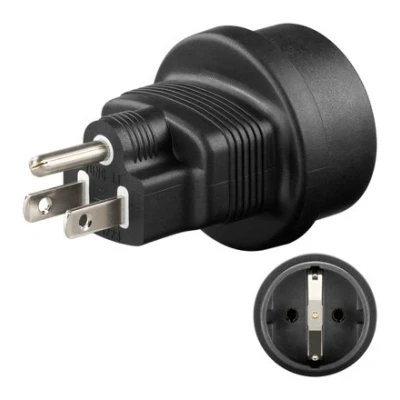 Abbildung von Netzadapter, USA Stecker auf Schutzkontakt Buchse (2 Stück)