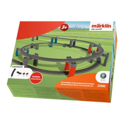 Abbildung von Märklin Modelleisenbahn Hochbahn my world Kunststoffgleis Ergänzungspackung 23302, Spur H0