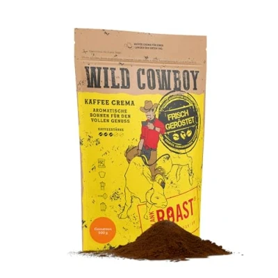 Abbildung von Blank Roast Wild Cowboy Kaffee gemahlen für Filter 500g mit Hickoryholz geröstet Ganze Kaffeebohnen aus Brasilien &amp; Uganda 100% Arabica Blend schokoladigen Nuancen säurearm