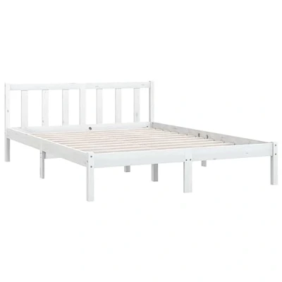 Abbildung von vidaXL Massivholzbett, Holzbett Bett für Schlafzimmer, Bettrahmen Bettgestell mit Lattenrost, Doppelbett Schlafzimmermöbel, Weiß Kiefer 120x190cm