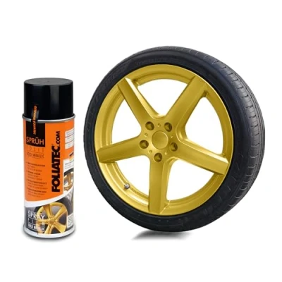 Abbildung von Foliatec Sprühfolie Auto Felgenfolie Sprüh Lack Spraydose Abziehbar, Gute Deckkraft, Gold metallic matt, 1x 400ml