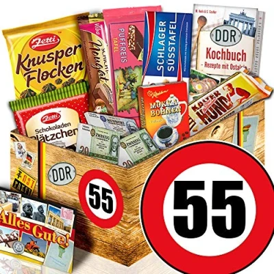 Abbildung von Geschenk 55. Geburtstag/DDR Schoko Paket/Geschenk 55 Geburtstag Frau