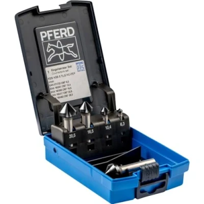 Abbildung von PFERD HSS Kegel /Entgratsenker Set, 5 tlg. 90, Ø 6,3 25,0 mm, DIN 335 C, HICOAT 25202159 zum Versenken von 90 Schrauben