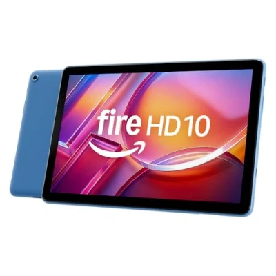 Abbildung von Fire HD 10 Tablet 2023, für Entspannung optimiert, brillantes 10,1 Zoll Full Display, Octa Core Prozessor, 3 GB RAM, bis zu 13 Stunden Akkulaufzeit, 32 GB, blau, mit Werbung