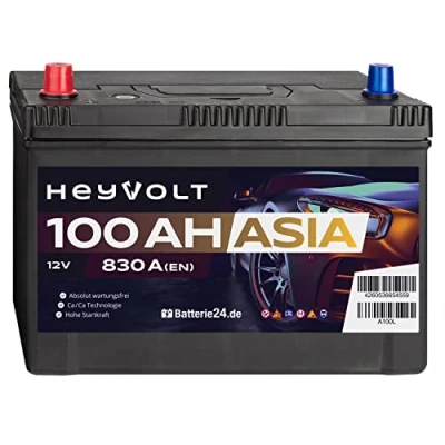 Abbildung von HeyVolt Asia Autobatterie 12V 100Ah 830A/EN Starterbatterie, absolut wartungsfrei ersetzt 93Ah 95Ah, Pluspol Links