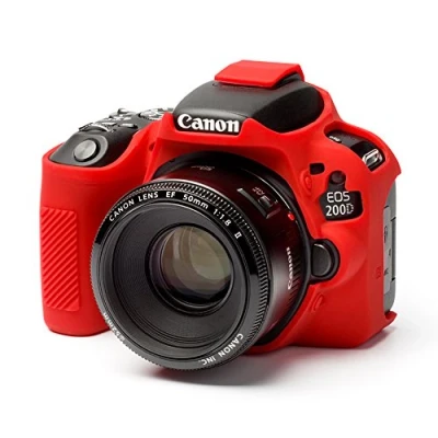 Abbildung von easyCover Silikon Kameratasche Schutz für Ihre Kamera Canon 200D/250D/SL2/SL3 Rot