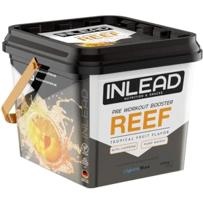 Abbildung von INLEAD REEF Ultimativer Pre Workout Booster Maximale Energie &amp; Fokus Starke Wirkung Hochwertige Formel 30 Portionen 440g (Tropical Fruit Tropische Früchte)