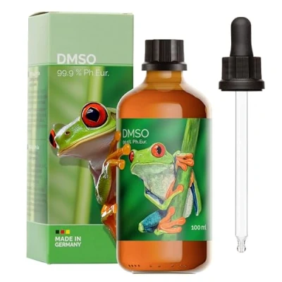 Abbildung von DMSO 99,9 Prozent Dimethylsulfoxid Ph. Eur. Qualität unverdünnt 100ml, 500ml, 1000ml vielseitig einsetzbar Tropfverschluss Braunglasflasche ohne Zusatzstoffe vegan naturrein