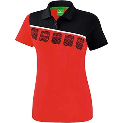 Abbildung von Erima Damen 5 C Poloshirt, rot/schwarz/weiß, 36