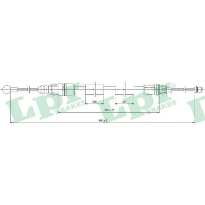 Abbildung von LPR C0733B Handbremsseil 1496/1365 Scheibenbremse OPEL: Vivaro A Combi, Kastenwagen, Pritsche / Fahrgestell, RENAULT: TRAFIC 2 Bus