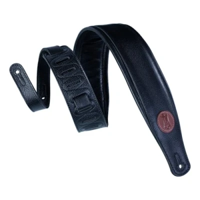 Abbildung von Levy&#039;s MSS2 BLK Gitarrengurt Garment Leather Backing Signature Logo Padded 3&quot; Black