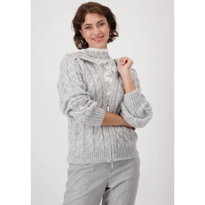 Abbildung von Monari Kapuzenstrickjacke 2 Wege Reißverschluss, Kapuze