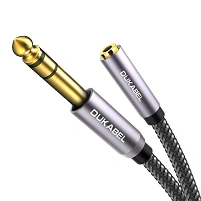 Abbildung von DuKabel 3.5 mm zu 6.35 Klinkenstecker Adapter 1/8&quot; TRS auf 1/4&quot; Klinkenkabel 6,35mm Stecker 3,5mm Buchse Stereo Audio Aux für Kopfhörer und Lautsprecher Top Series 30cm