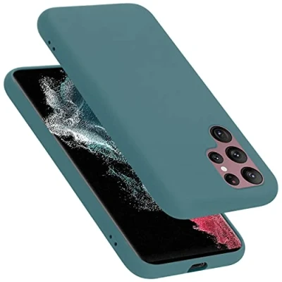 Abbildung von Cadorabo Hülle kompatibel mit Samsung Galaxy S22 Ultra Handyhülle für Case aus flüssigem Silikon stoßfeste dünne TPU Schutzhülle Liquid GRÜN