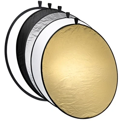 Abbildung von Mantona Faltreflektor (Diffusor) 5 in 1 (110 cm Durchmesser) gold, silber, schwarz, weiß