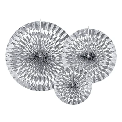 Abbildung von PartyDeco Rosetten, Dekoration, Silber, Herzlichen Glückwunsch, Wand, Beide Geschlechter, 400 mm