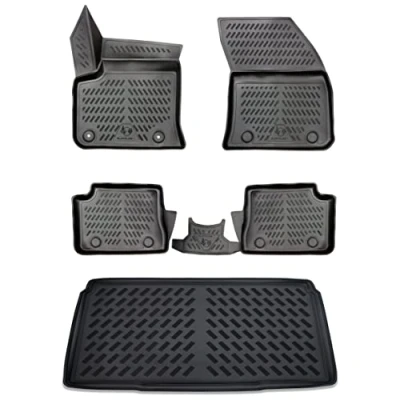 Abbildung von ELMASLINE 3D Gummimatten + Kofferraumwanne Set für OPEL Corsa E (Elektro) ab 2019 Hoher Rand Design Fußmatten